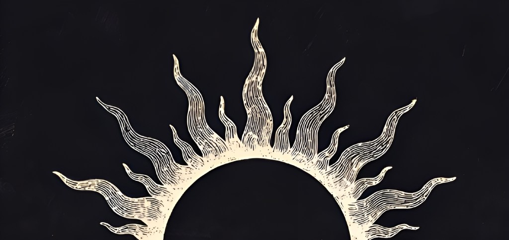 illustration of the sun with a black center